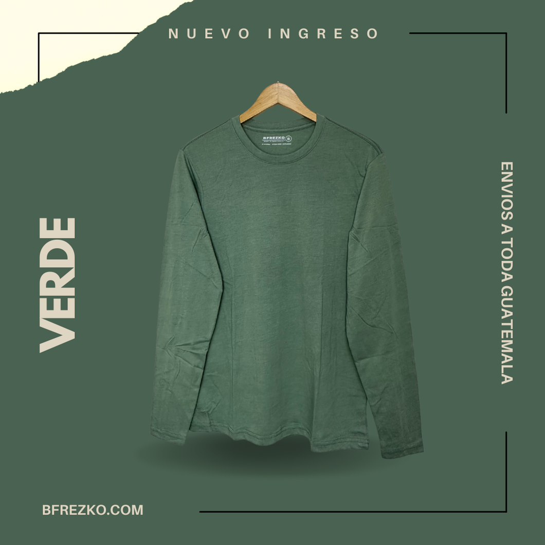 PLAYERA BASIC MANGA LARGA (VERDE)